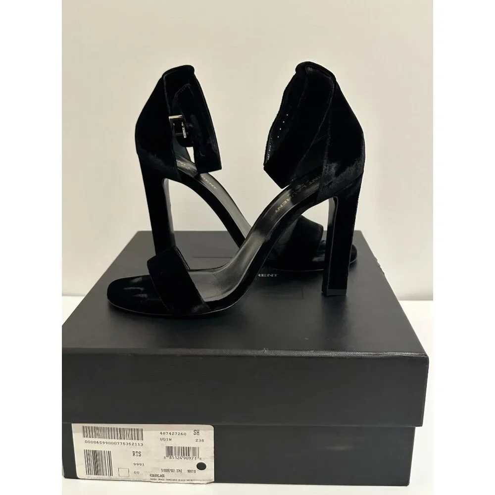 Saint Laurent Black Velvet Heels - Picture 2 of 8